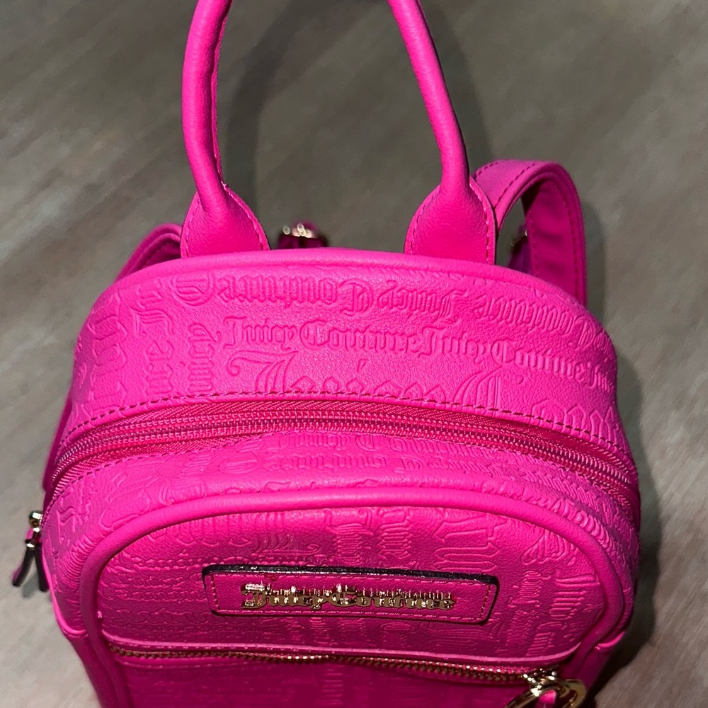 Juicy Couture Neon Pink Mini Backpack with Logo Charm - Picture 2 of 6